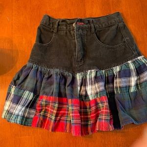Black Jean and Flannel Skirt. Size 14